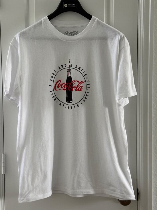 Coca-Cola Tops - Coca-Cola White T-Shirt With "Have A Coke And A Smile" Graphic Bottle Logo XL 10